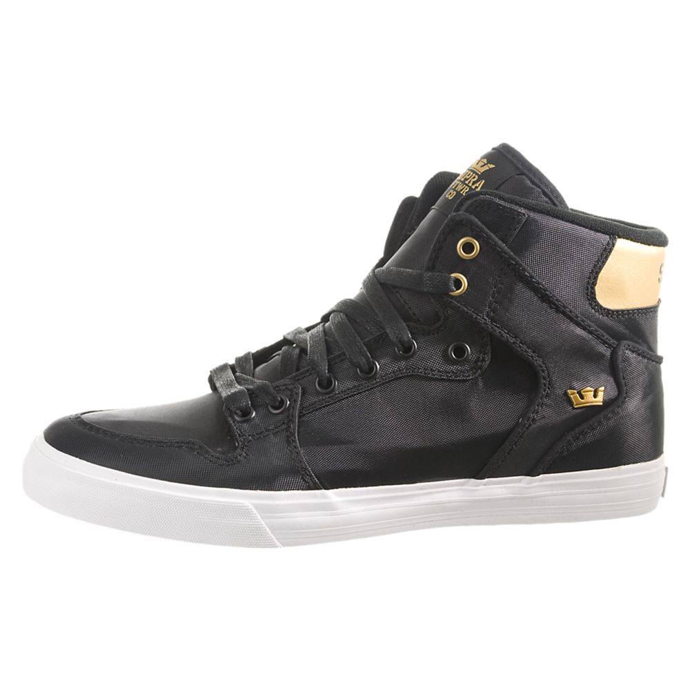 Baskets Montantes Supra Vaider Noir Doré Black/Gold Nylon Homme | JXK-12548675